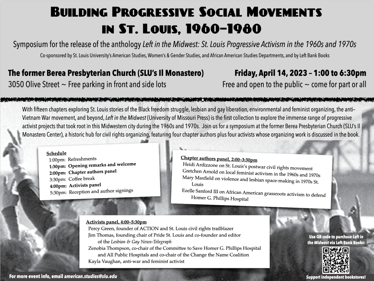 Flyer for St. Louis University event, "Building Progressive Social Moments in St. Louis, 1960-1980