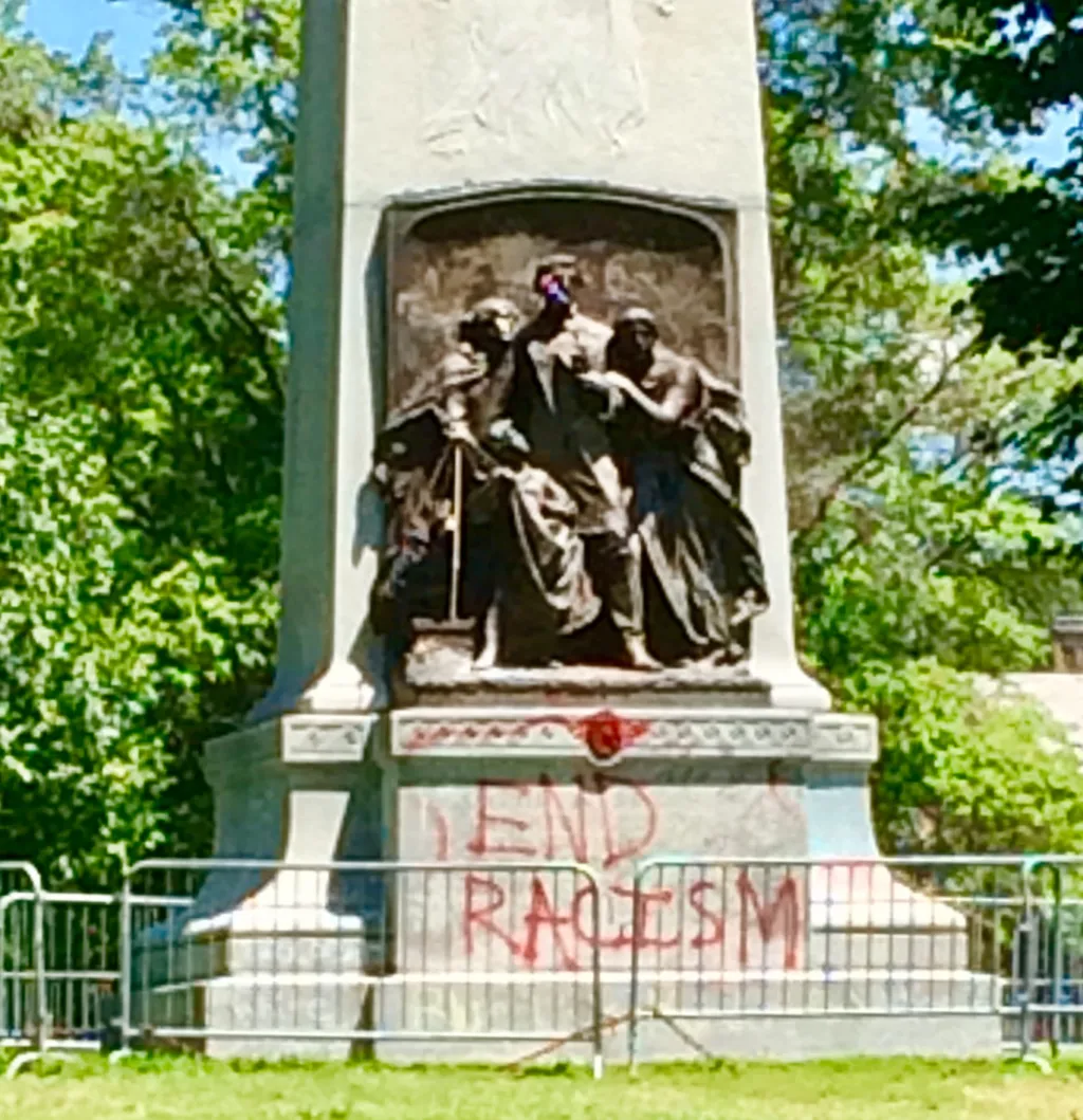 barricaded confederate memorial