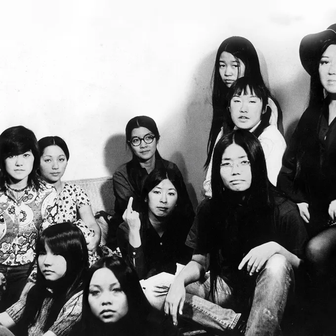 Black and white picture of Asian American student activists